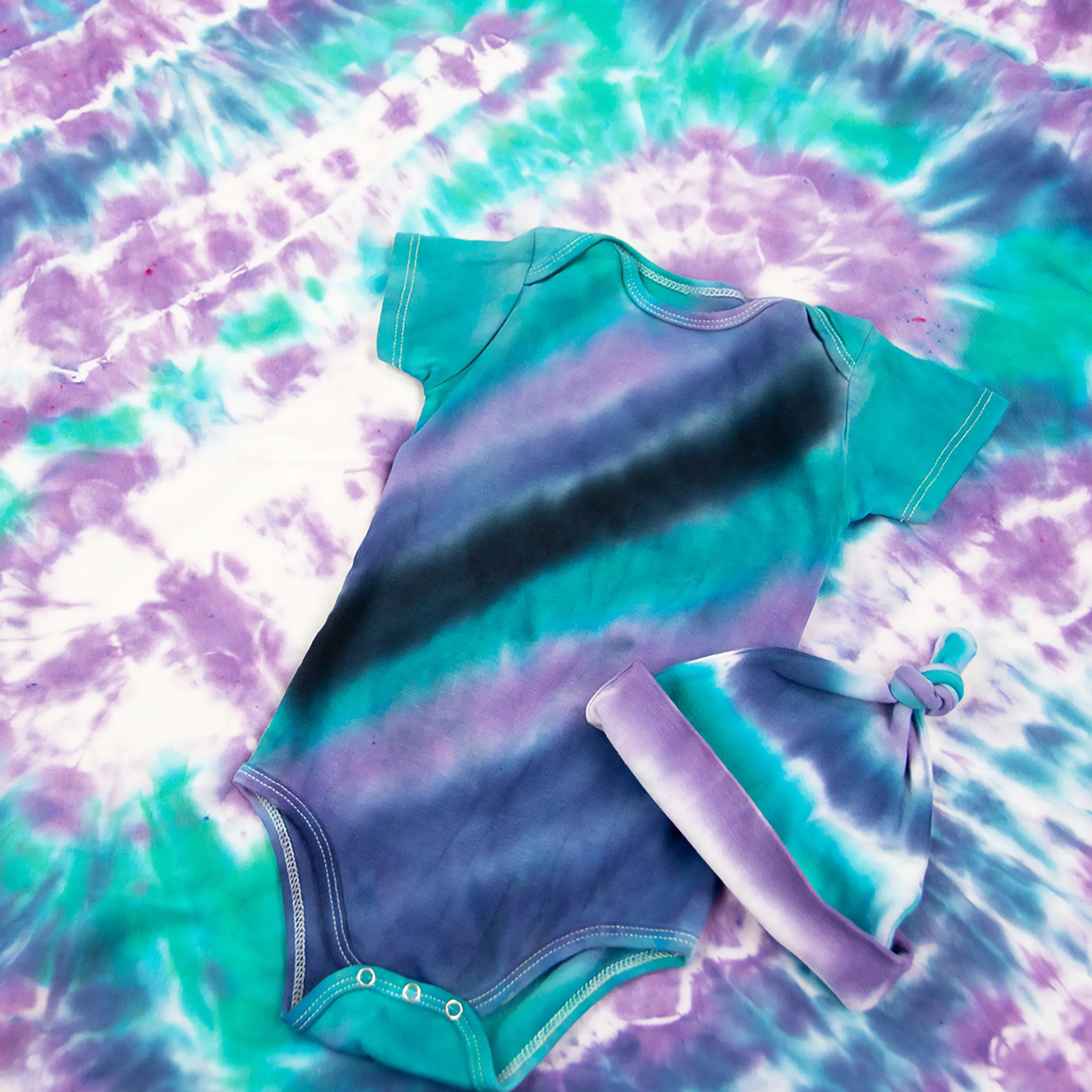 Colorado Dusk Organic Tie Dye Baby Set