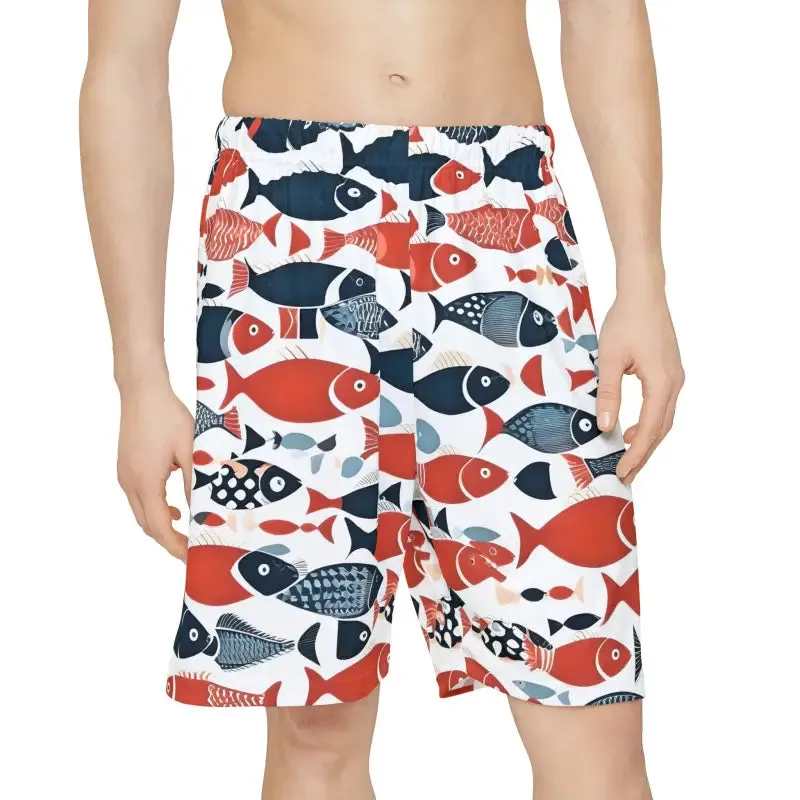 Colorful Fishes Mens Sports Shorts Bold Look
