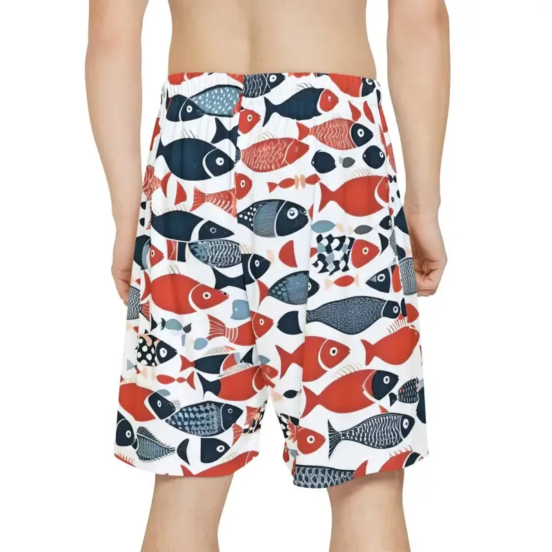 Colorful Fishes Mens Sports Shorts Bold Look