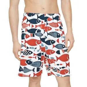 Colorful Fishes Mens Sports Shorts Bold Look