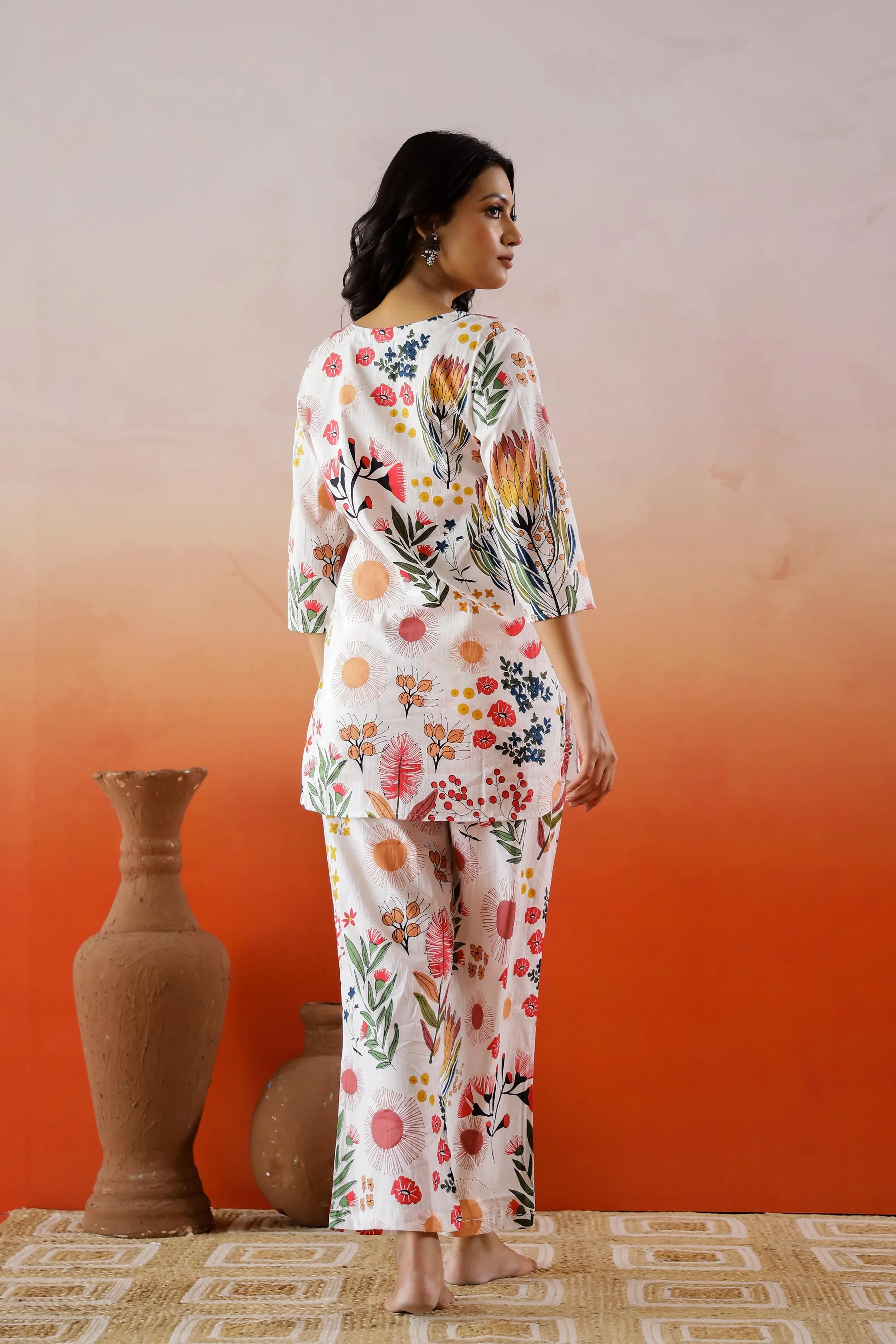 Colorful Floral Printed Co-ord Set - Fun Cotton Outfit