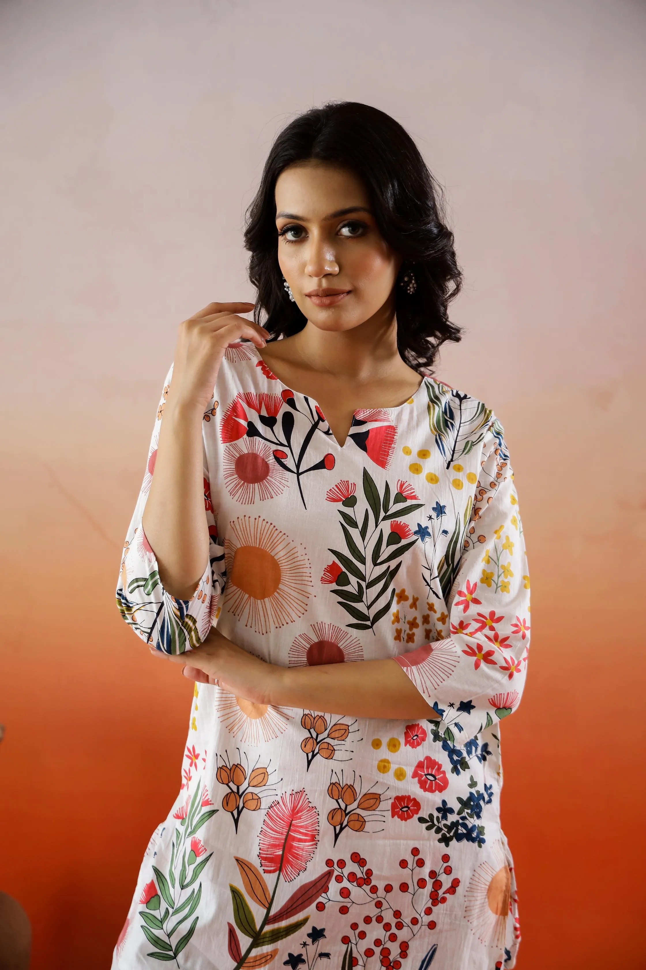Colorful Floral Printed Co-ord Set - Fun Cotton Outfit