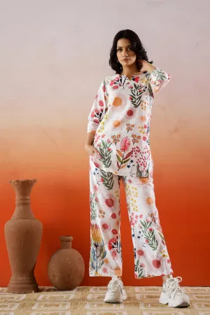 Colorful Floral Printed Co-ord Set - Fun Cotton Outfit
