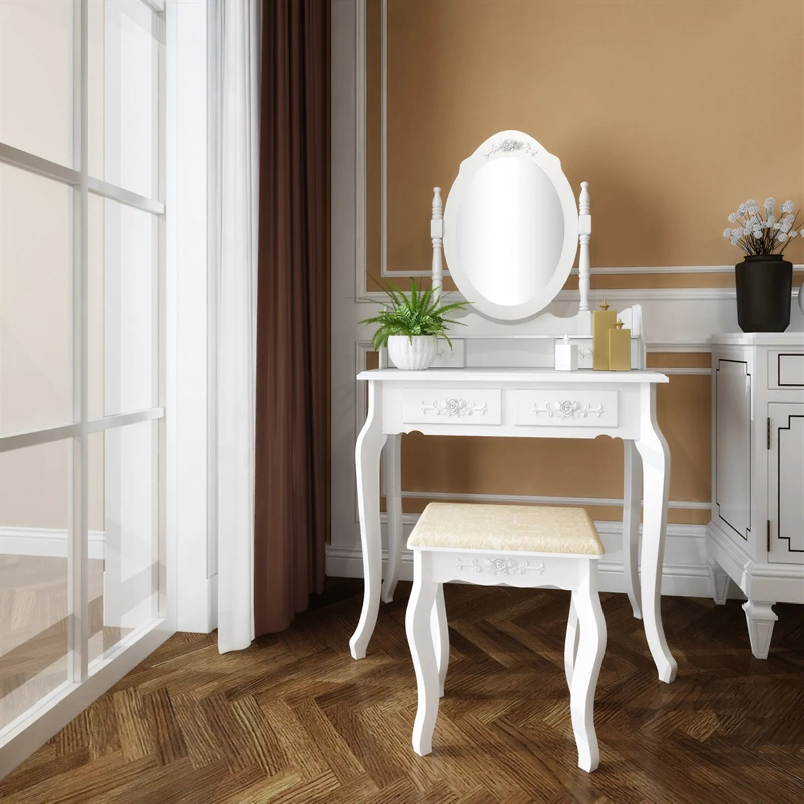 Concise 4-Drawer  Rotation Dresser