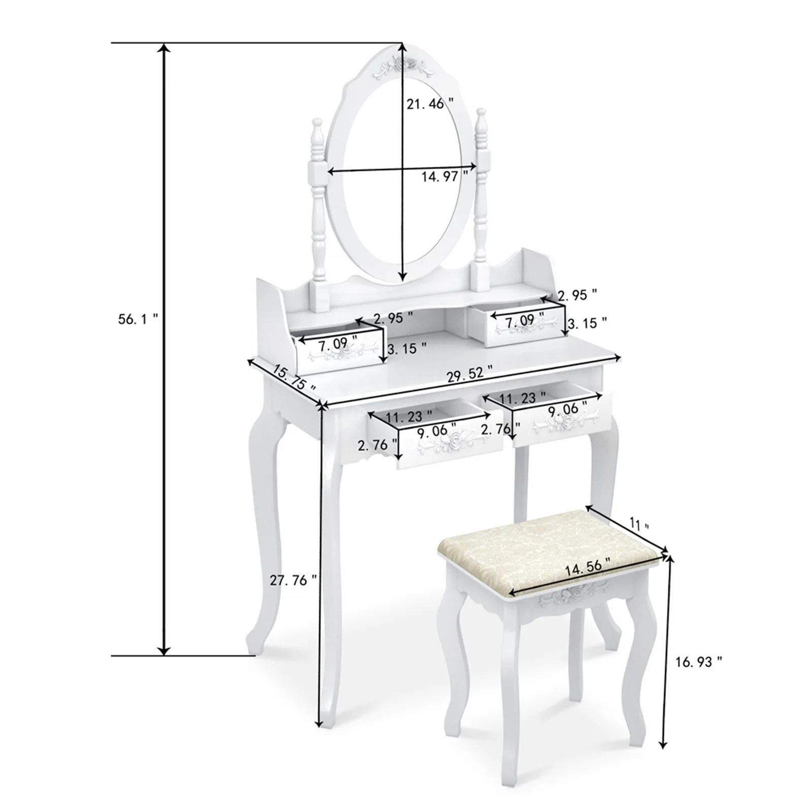 Concise 4-Drawer  Rotation Dresser