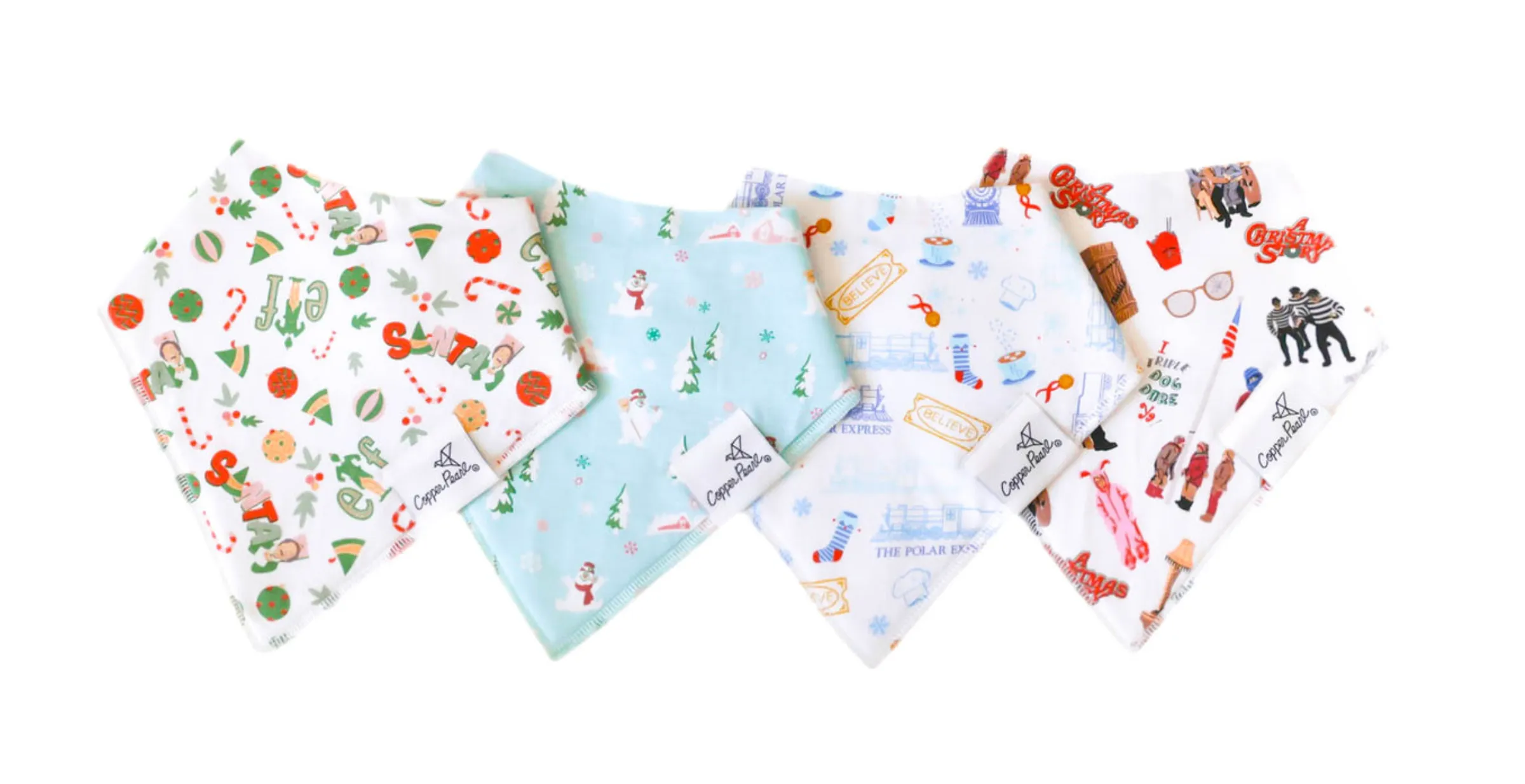 Copper Pearl Christmas Classics Baby Bandana Bib Set (4 Pack)