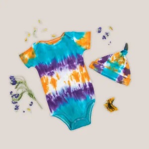 Coventina Organic Tie Dye Baby Bodysuit   Hat
