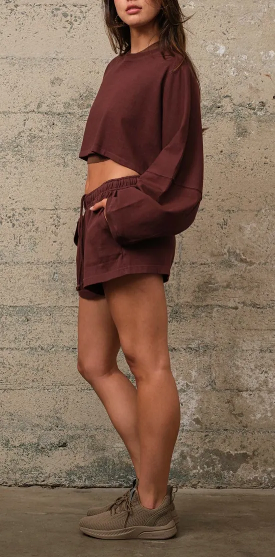 Crewneck Long Sleeve Cropped Sweatshirt