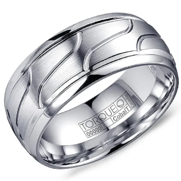 CrownRing 9MM Cobalt Wave Design Wedding Band