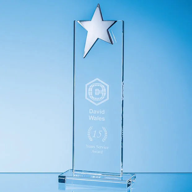 Crystal Mounted Rectangle with Silver Star Award
