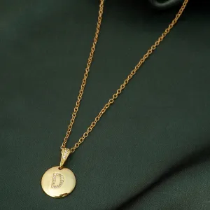 Crystal Studded Alphabet D Gold Coin Necklace