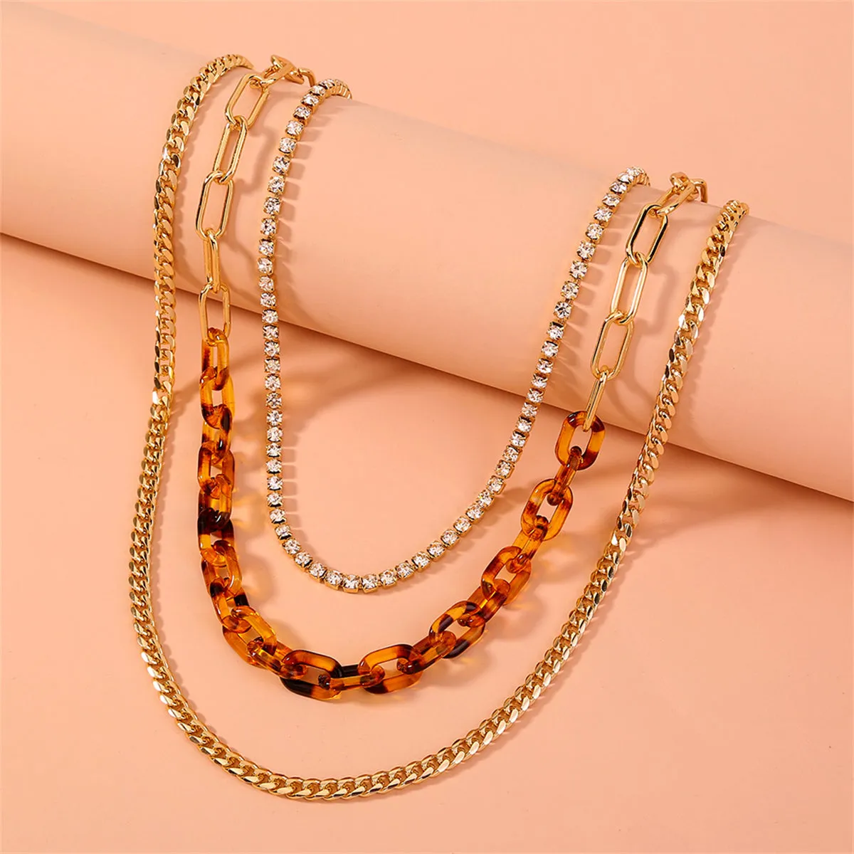 Cubic Zirconia & Resin 18K Gold-Plated Leopard-Print Necklace Set