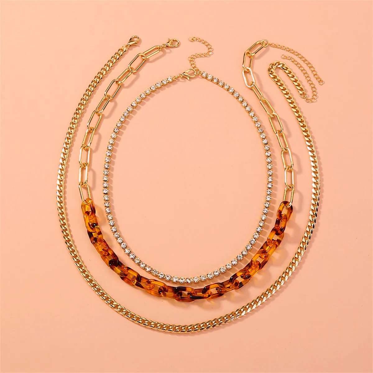 Cubic Zirconia & Resin 18K Gold-Plated Leopard-Print Necklace Set