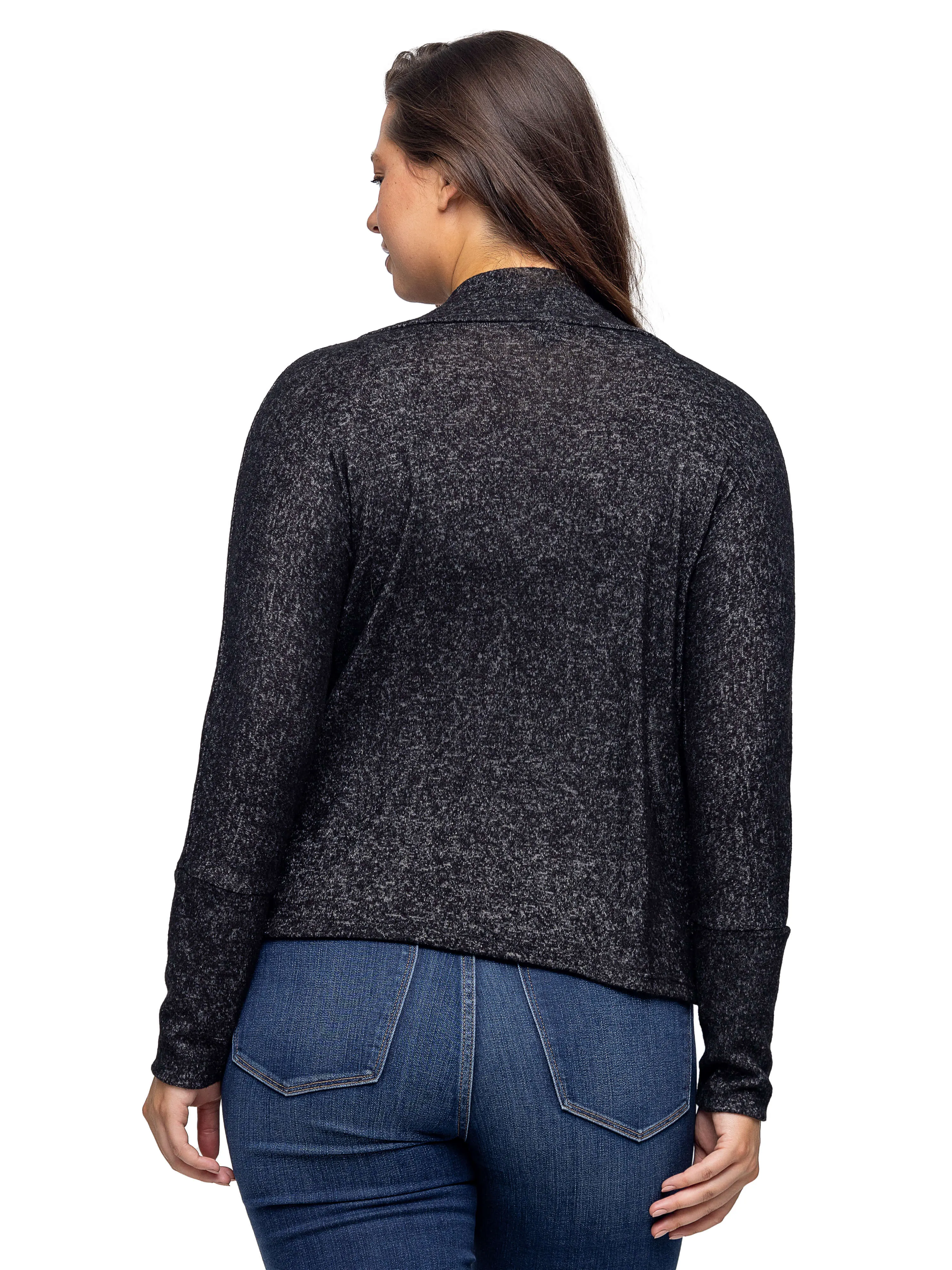 Curved Hem Open Front Long Womens Bolero Shrug