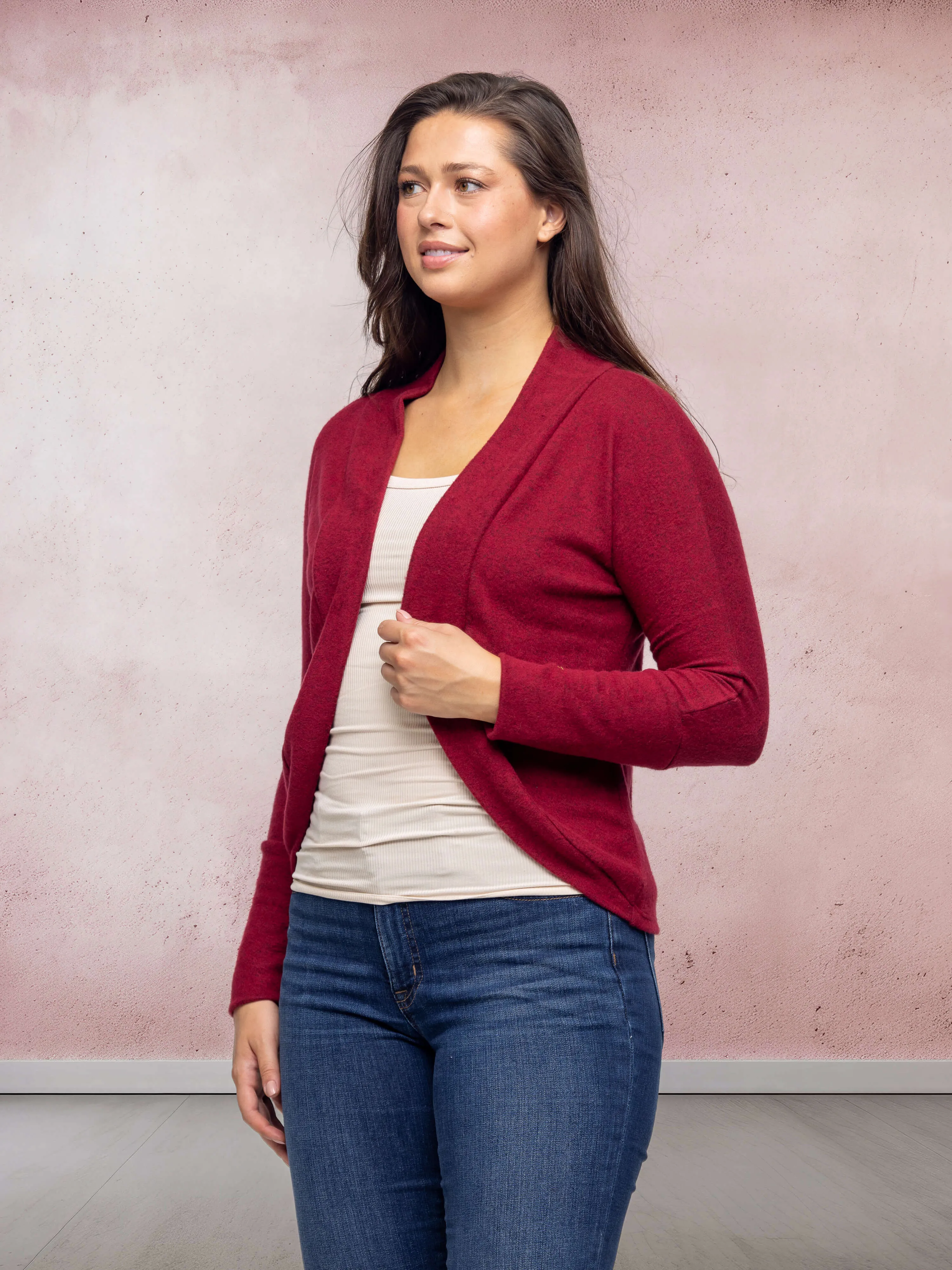 Curved Hem Open Front Long Womens Bolero Shrug