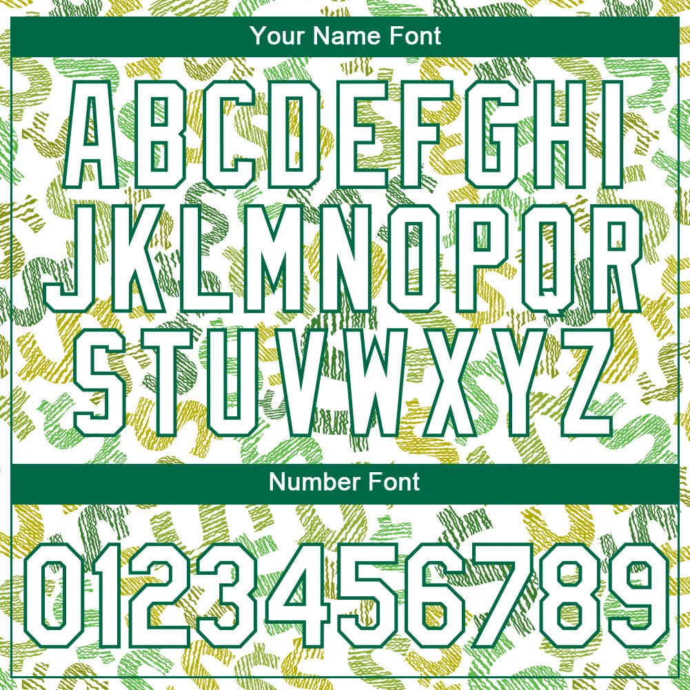 Custom White Kelly Green 3D Pattern Design Dollar Sign Money Theme Performance T-Shirt