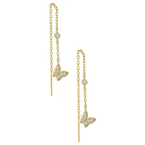 CZ Butterfly Threader Drop Earring