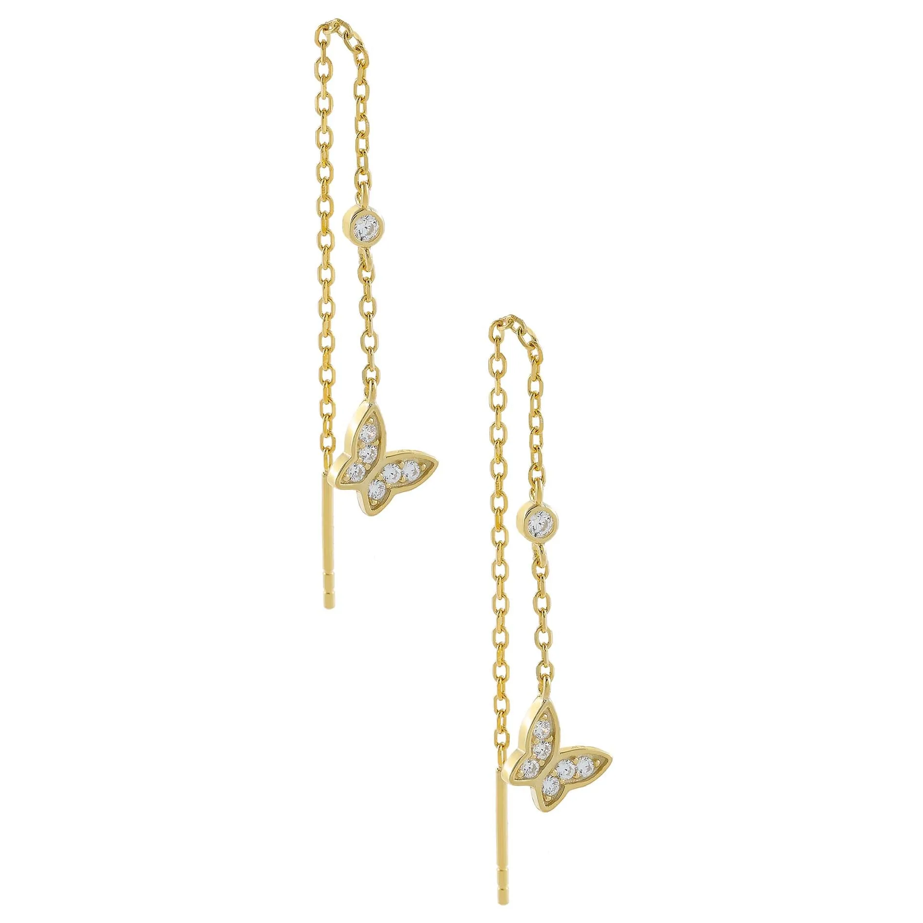 CZ Butterfly Threader Drop Earring