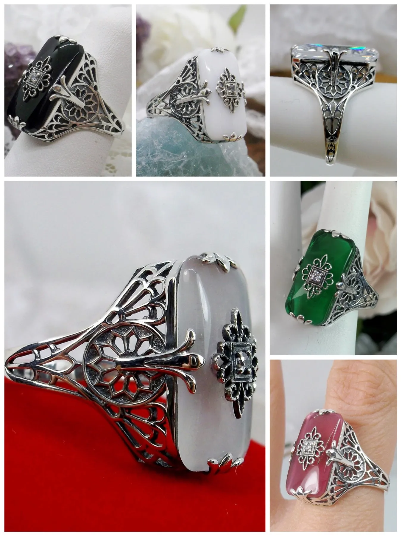 D233 Grace Ring, Embellished Filigree, Edwardian Style Jewelry #D233
