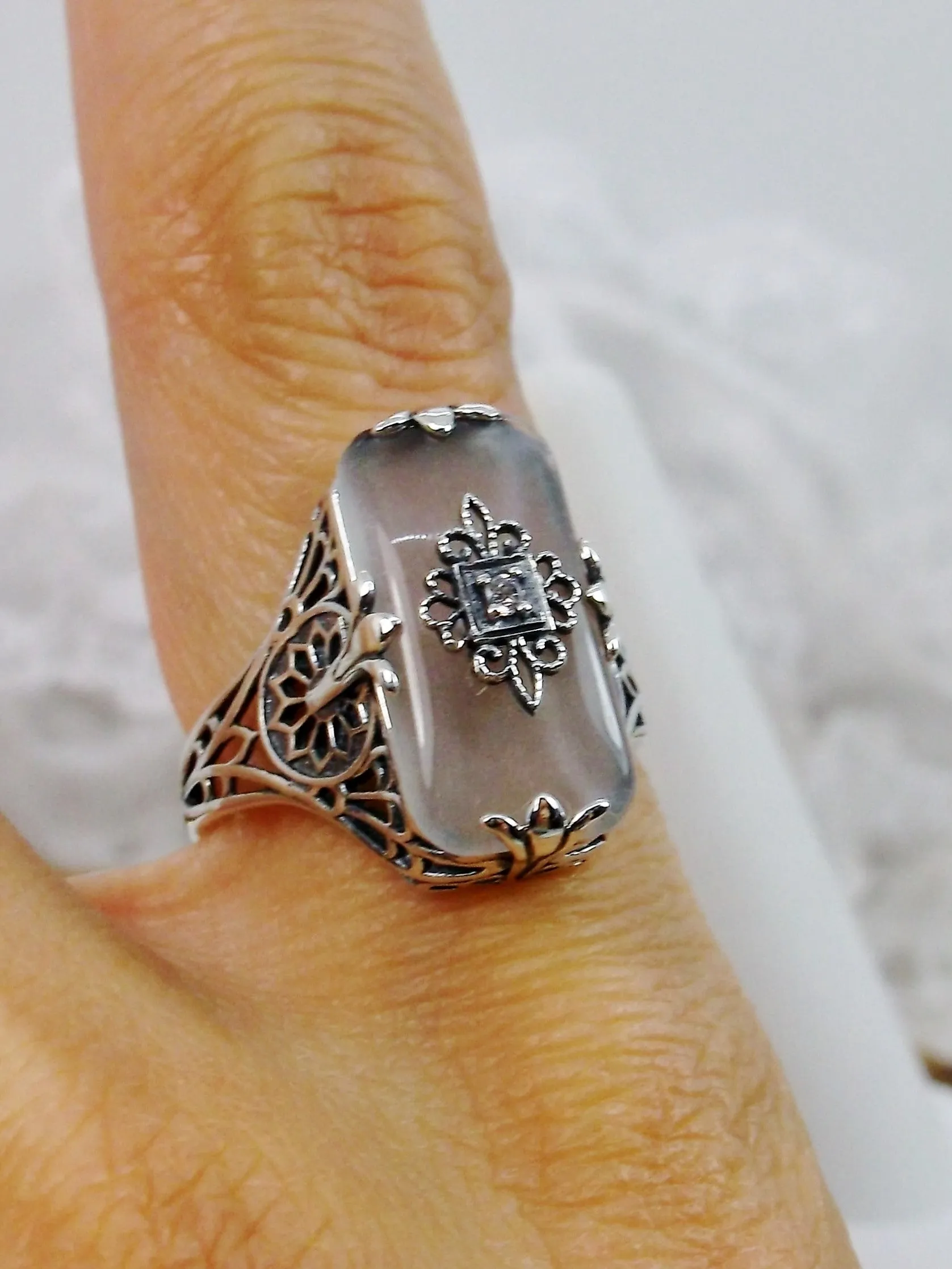 D233 Grace Ring, Embellished Filigree, Edwardian Style Jewelry #D233