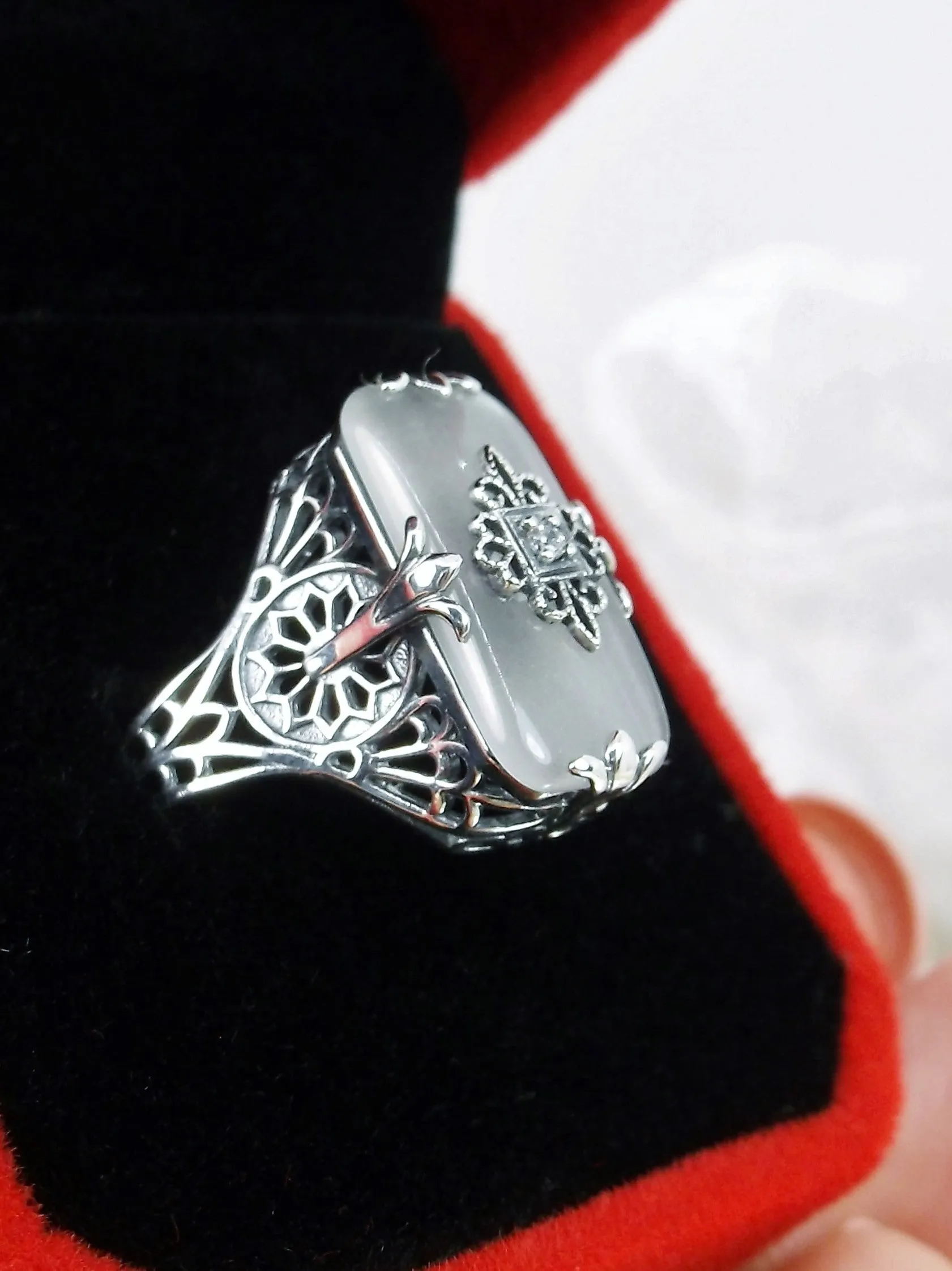 D233 Grace Ring, Embellished Filigree, Edwardian Style Jewelry #D233