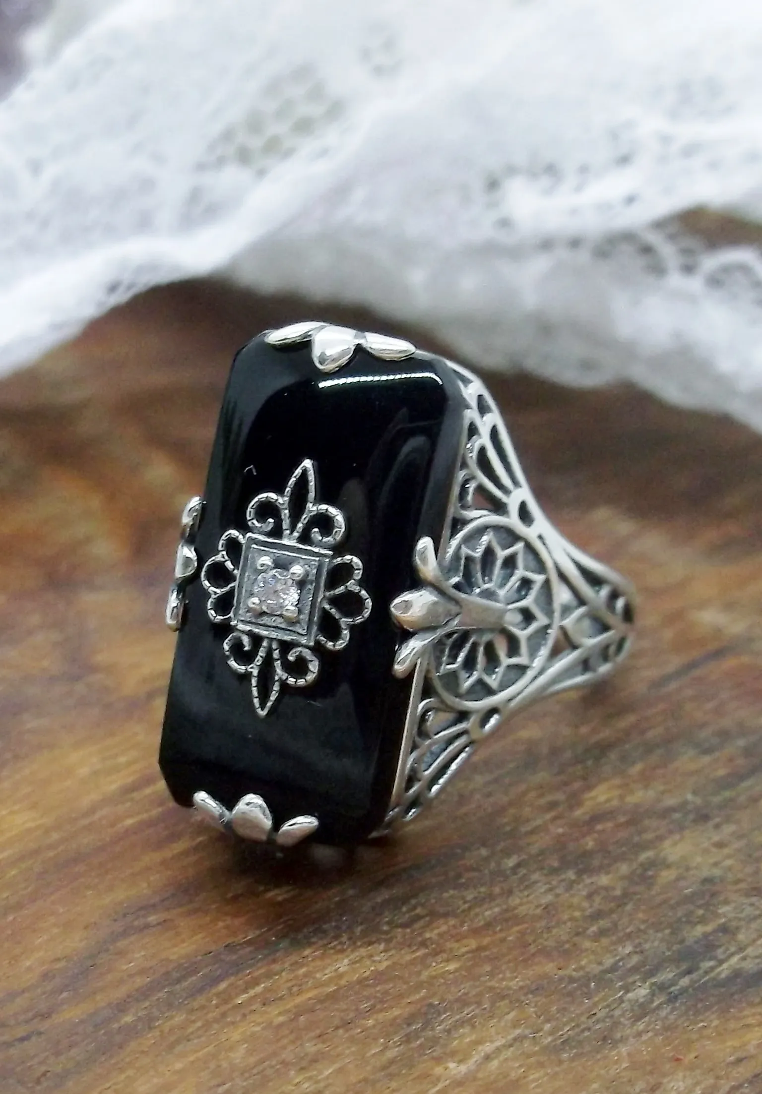 D233 Grace Ring, Embellished Filigree, Edwardian Style Jewelry #D233