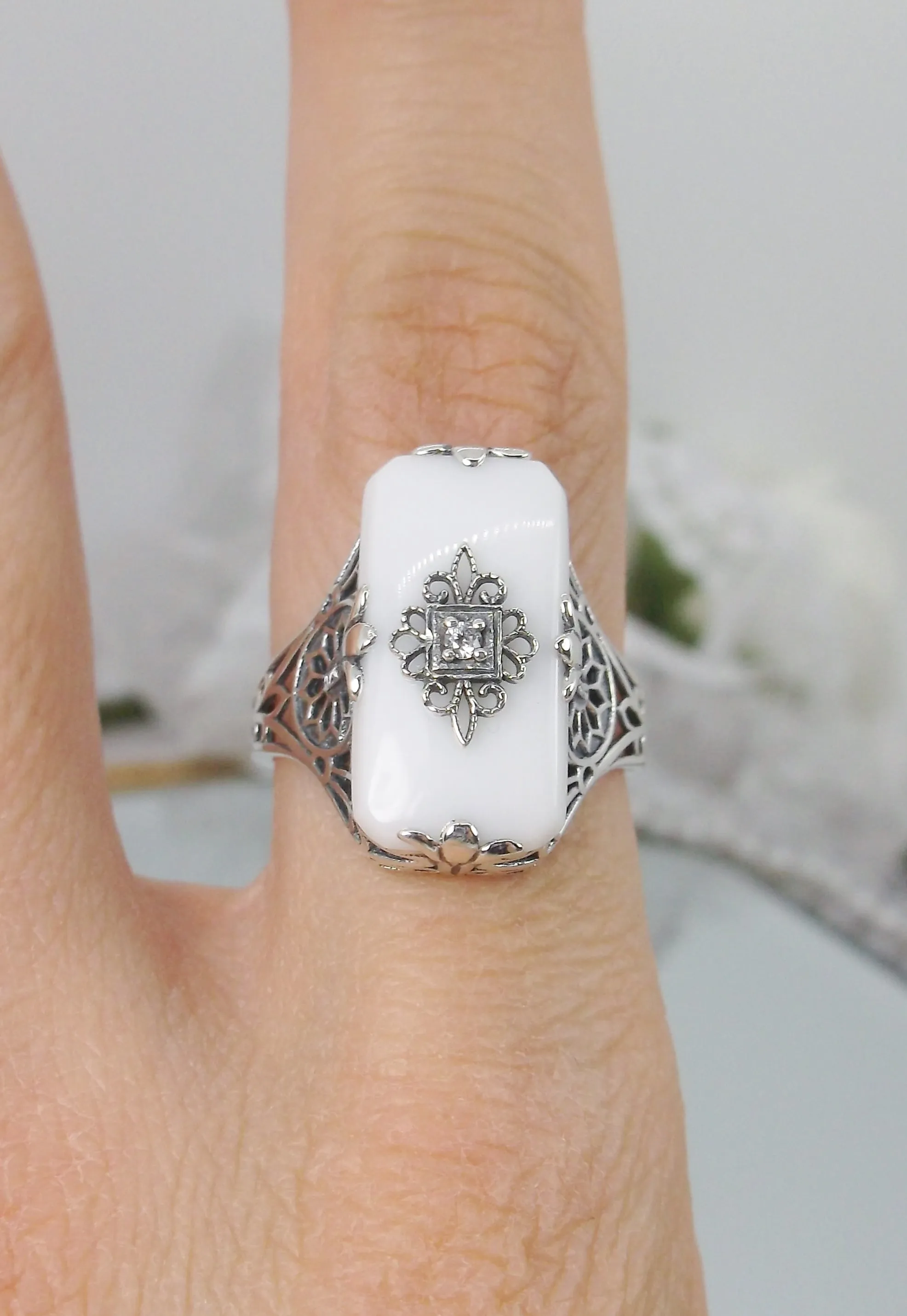 D233 Grace Ring, Embellished Filigree, Edwardian Style Jewelry #D233