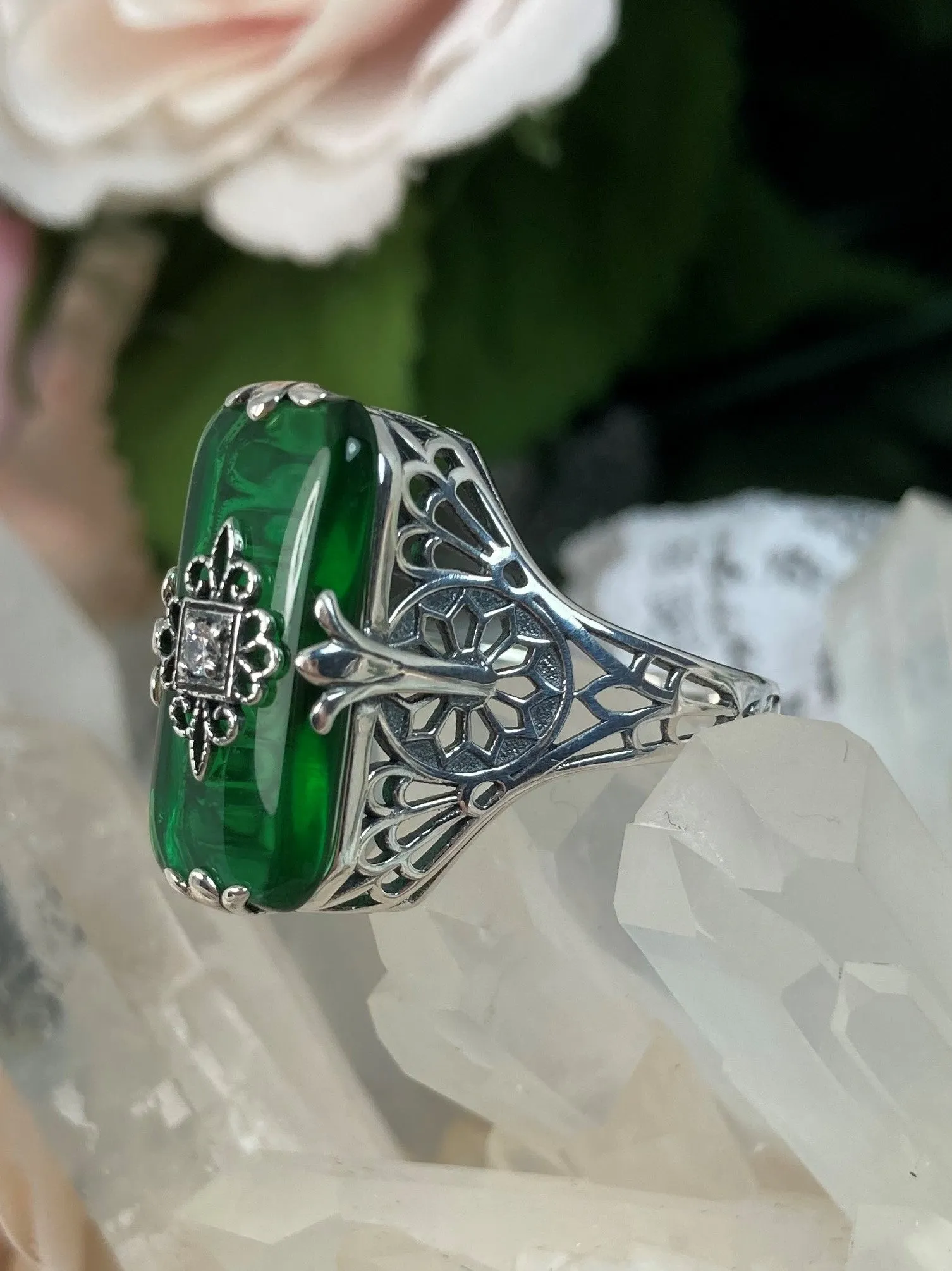 D233 Grace Ring, Embellished Filigree, Edwardian Style Jewelry #D233
