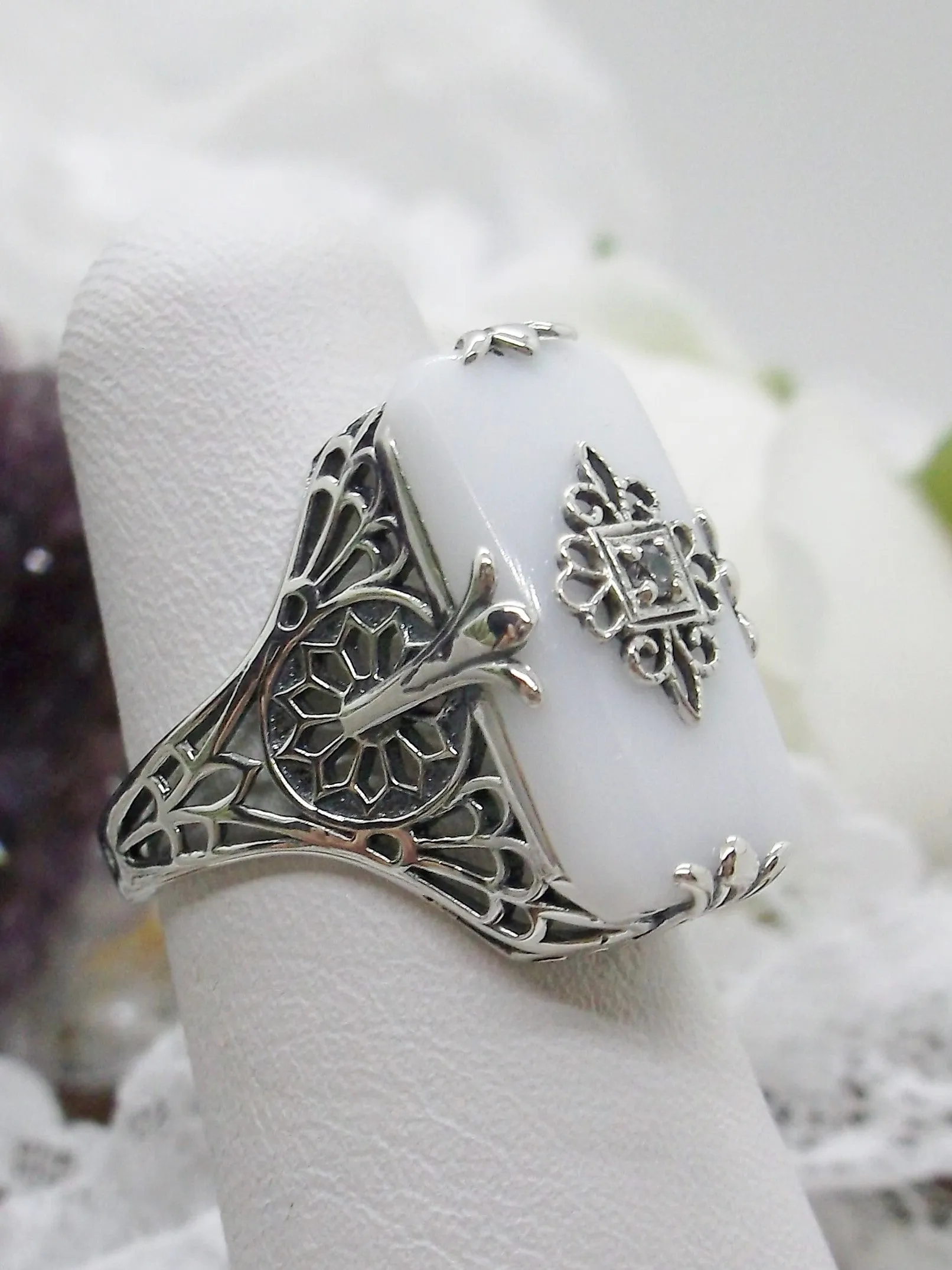 D233 Grace Ring, Embellished Filigree, Edwardian Style Jewelry #D233