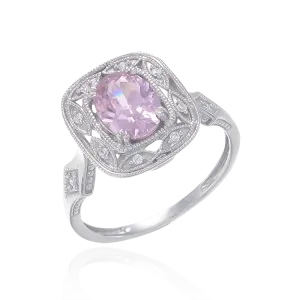 Deco Inspired Pink CZ Ring