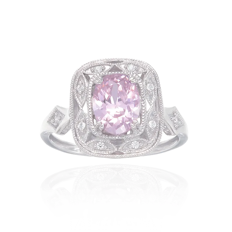 Deco Inspired Pink CZ Ring