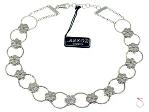 Diamond Flower Design Choker Necklace 18k Gold, 0.70 ctw. By Assor Gioielli