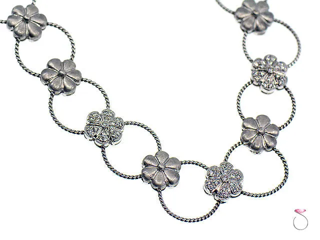 Diamond Flower Design Choker Necklace 18k Gold, 0.70 ctw. By Assor Gioielli