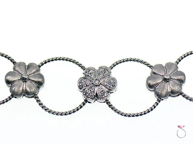 Diamond Flower Design Choker Necklace 18k Gold, 0.70 ctw. By Assor Gioielli