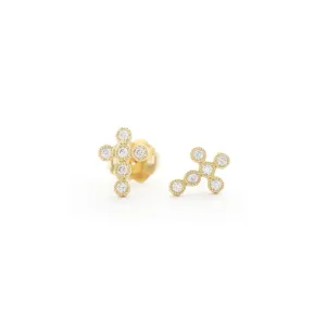 Diamond Milgrain Bezel Cross Earrings
