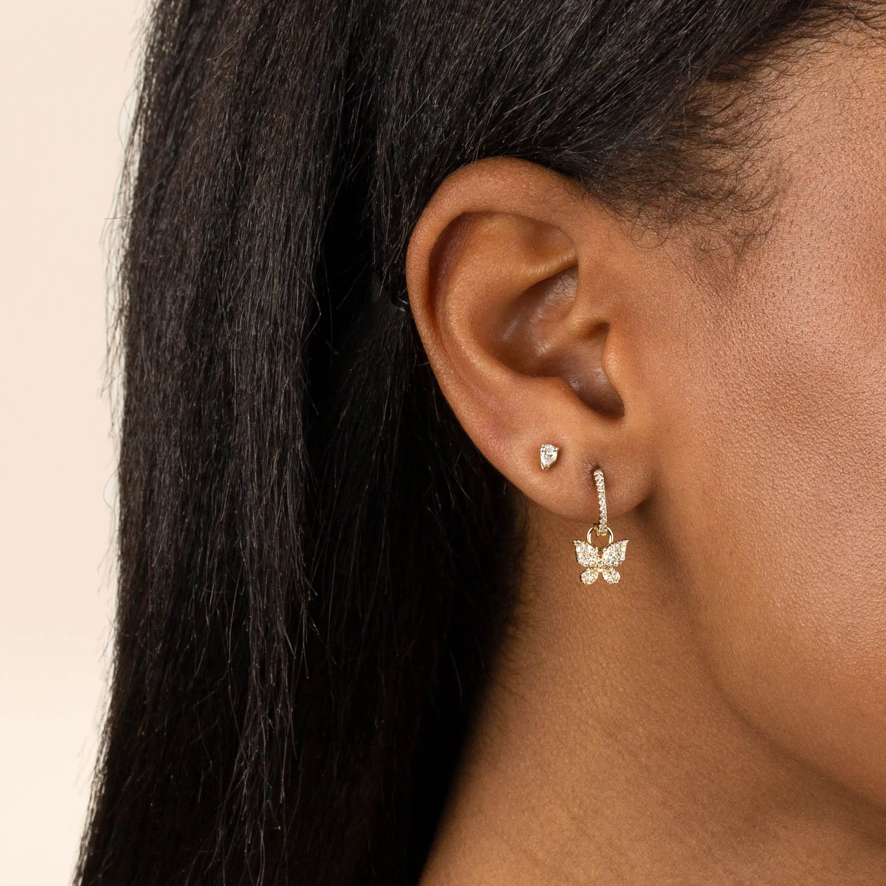 Diamond Tiny Teardrop Stud Earring 14K