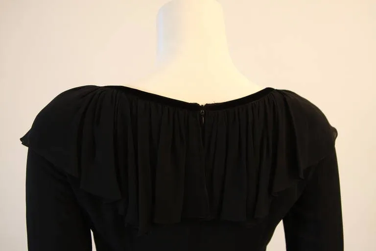 DOLCE & GABBANA Silk and Velvet Trim Dress with Floral Detail Size 40