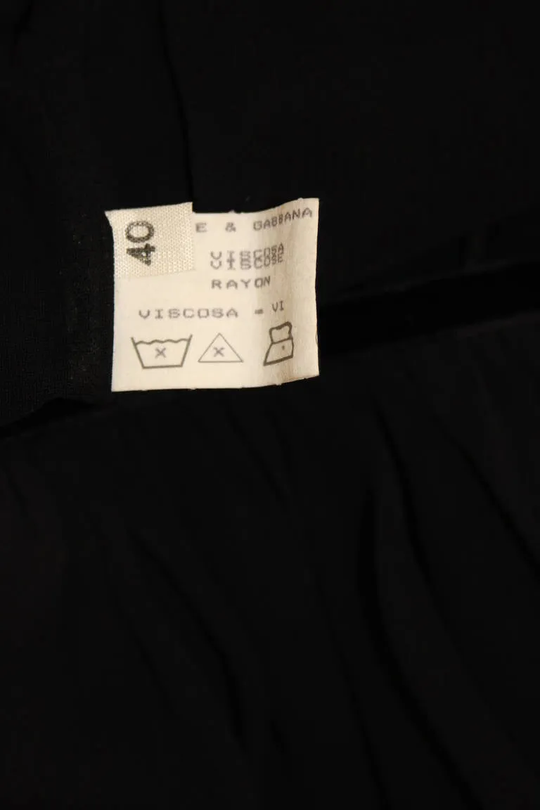 DOLCE & GABBANA Silk and Velvet Trim Dress with Floral Detail Size 40