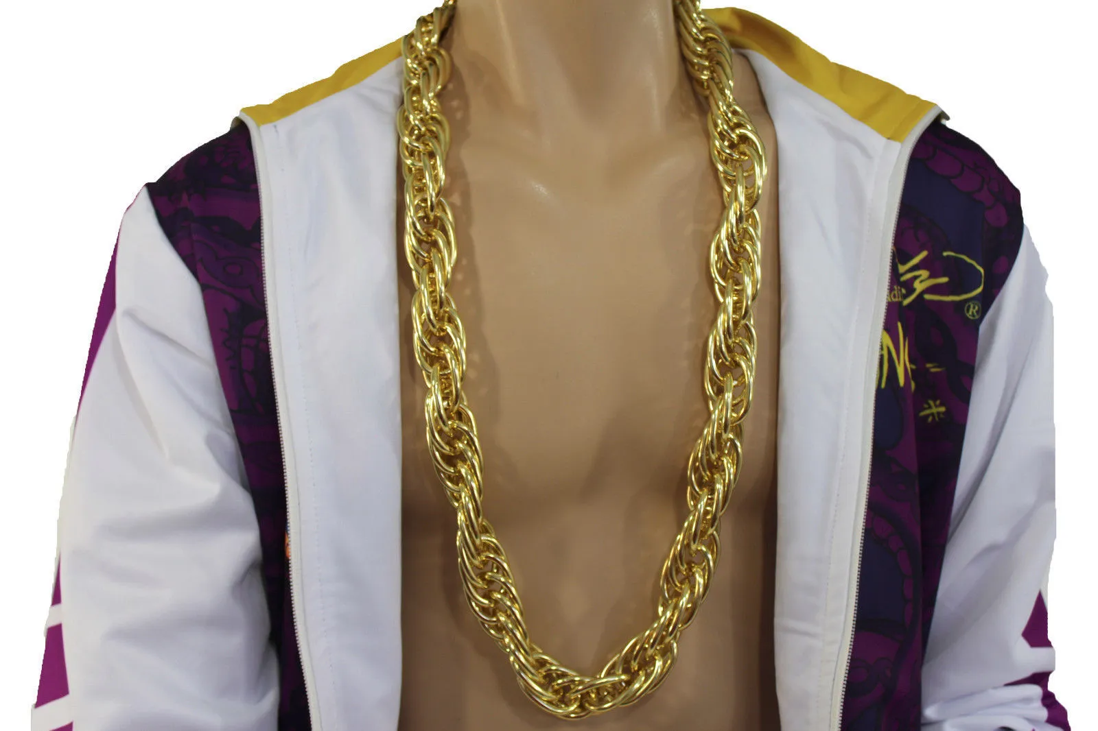 Double Chain Link Chunky Gold Metal Long Necklace