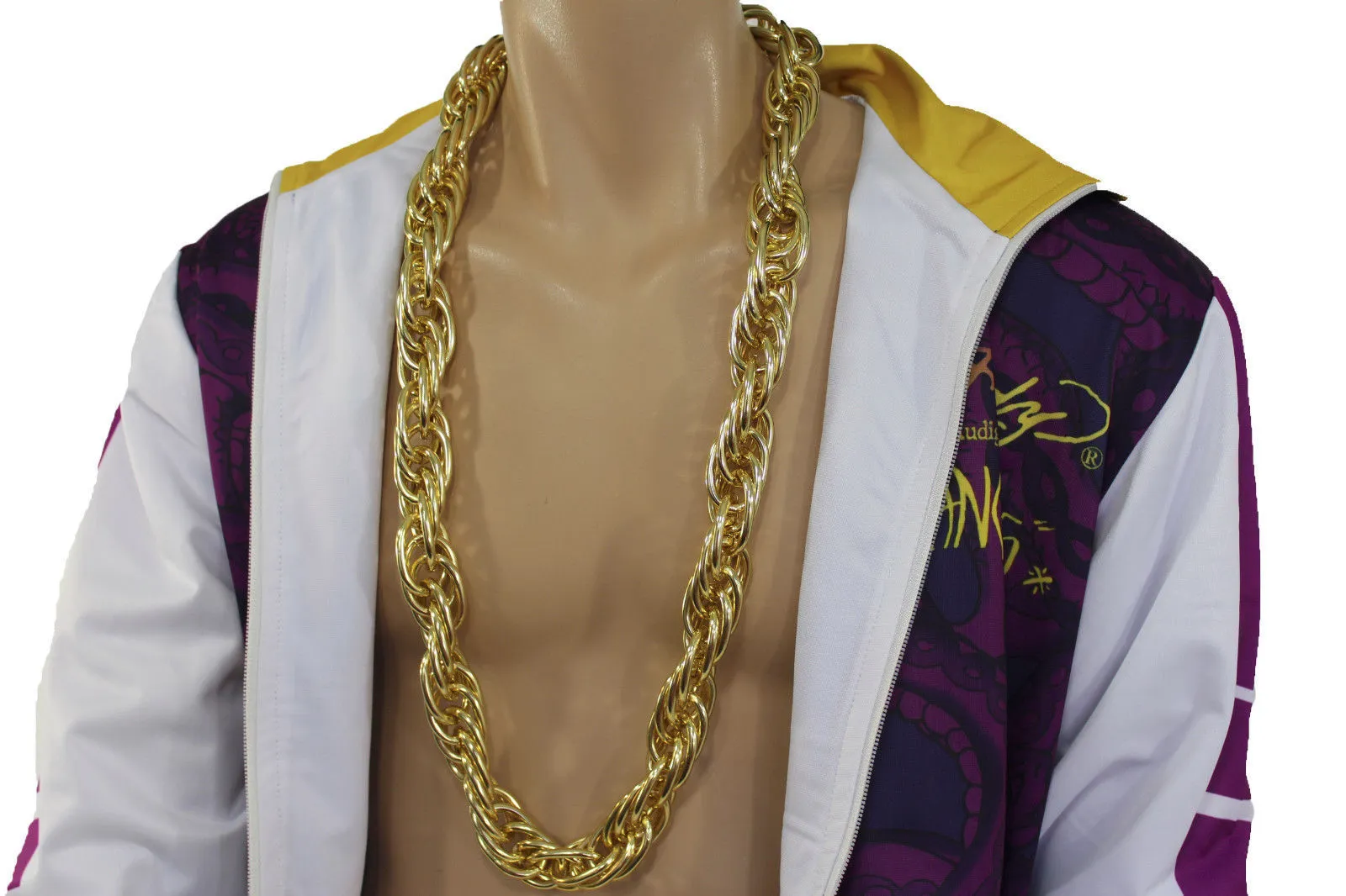 Double Chain Link Chunky Gold Metal Long Necklace
