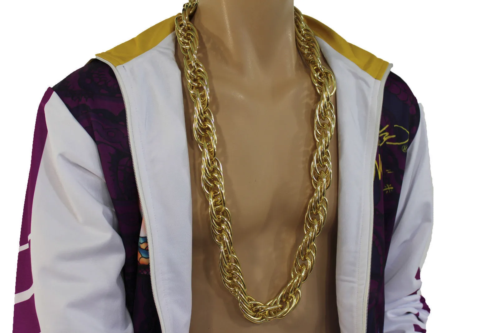 Double Chain Link Chunky Gold Metal Long Necklace