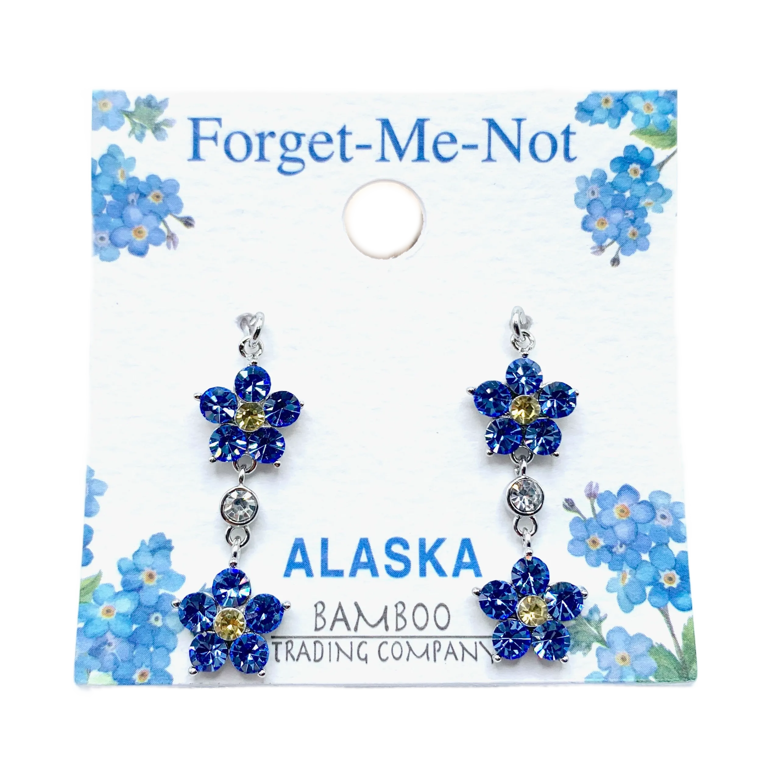 Double Forget-Me-Not Sparkle Dangle Earrings