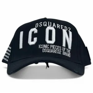 Dsquared2 ICON Black Embroidered Cap – Statement Streetwear