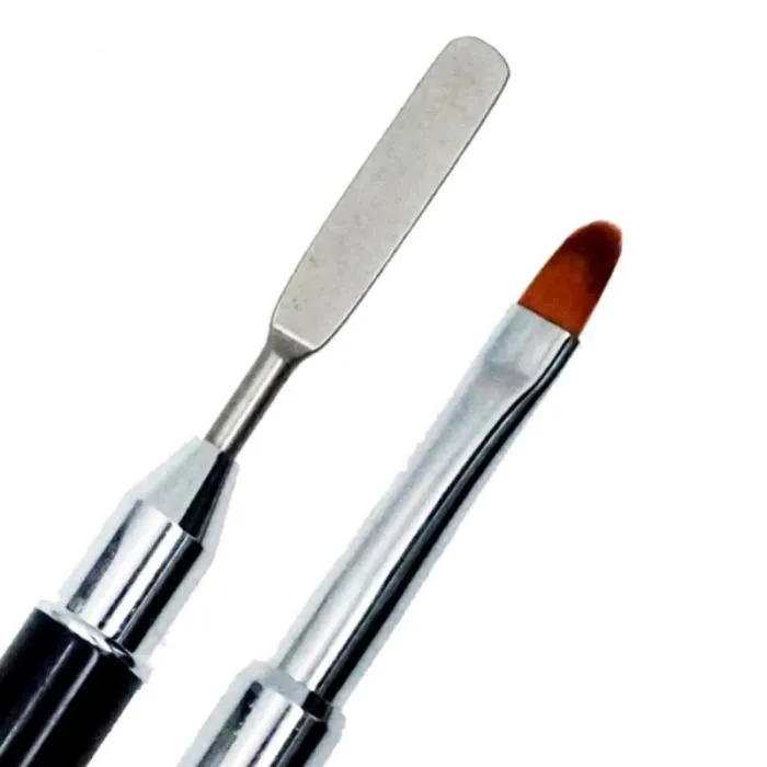Dual-ended Poly Nail Gel Builder Brush / Flat Pusher Nail Art Pen