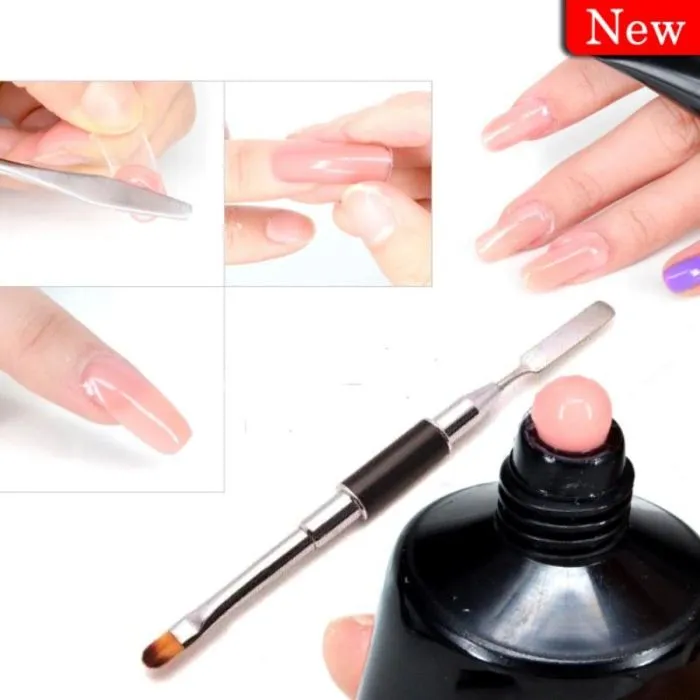 Dual-ended Poly Nail Gel Builder Brush / Flat Pusher Nail Art Pen