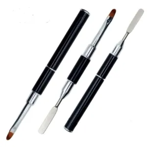 Dual-ended Poly Nail Gel Builder Brush / Flat Pusher Nail Art Pen