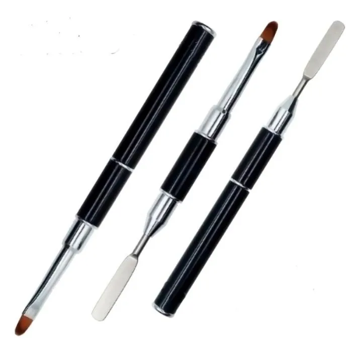 Dual-ended Poly Nail Gel Builder Brush / Flat Pusher Nail Art Pen