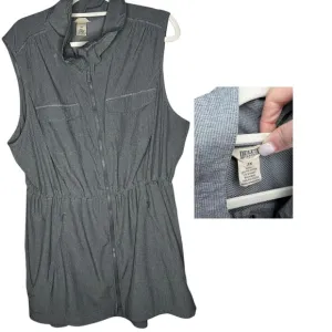 Duluth Trading Co Gray Sleeveless Vest with Mandarin Collar 2X