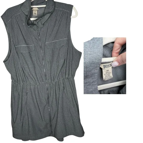 Duluth Trading Co Gray Sleeveless Vest with Mandarin Collar 2X