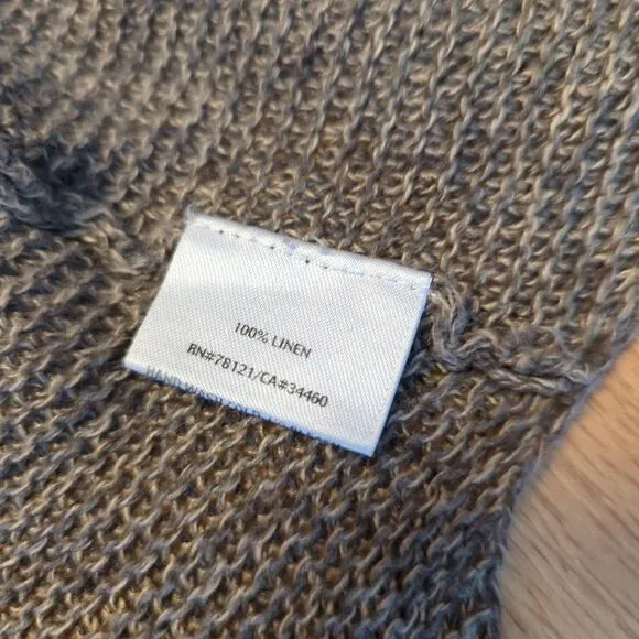 Eileen Fisher Cardigan Duster Sweater Womens 1X Brown Linen Open Lightweight